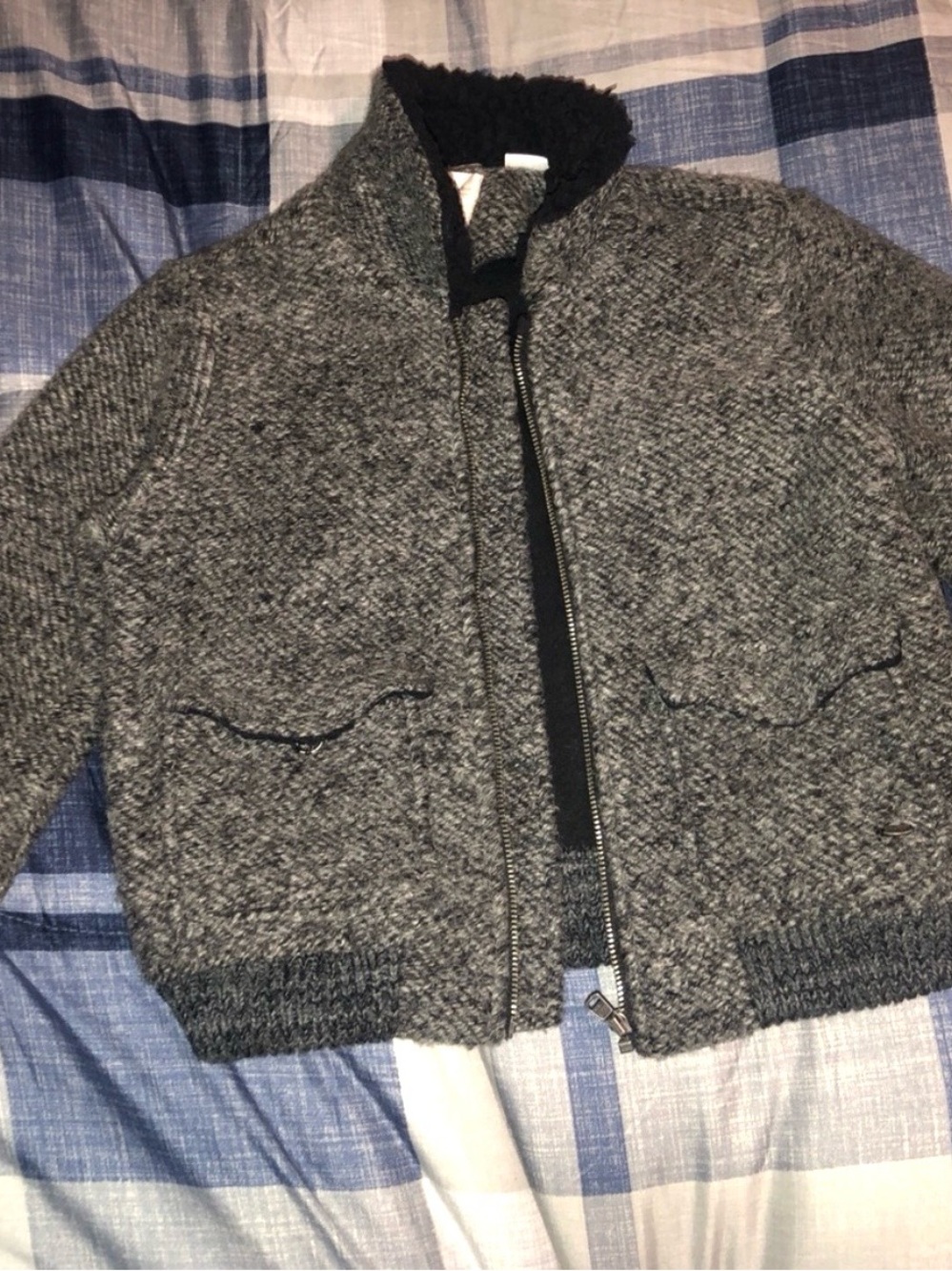 Zara Kids Gray Knit Zip-Up Jacket